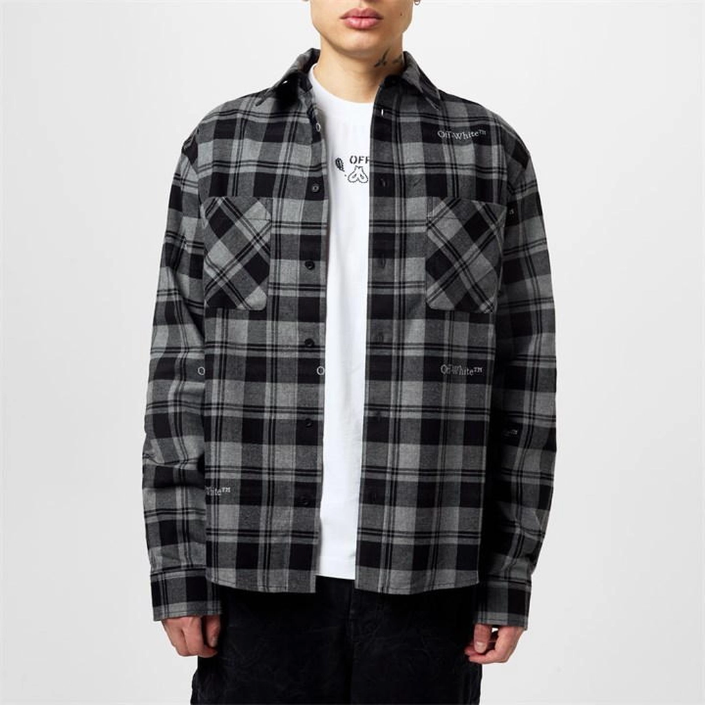 Off White Check Shirt - Black